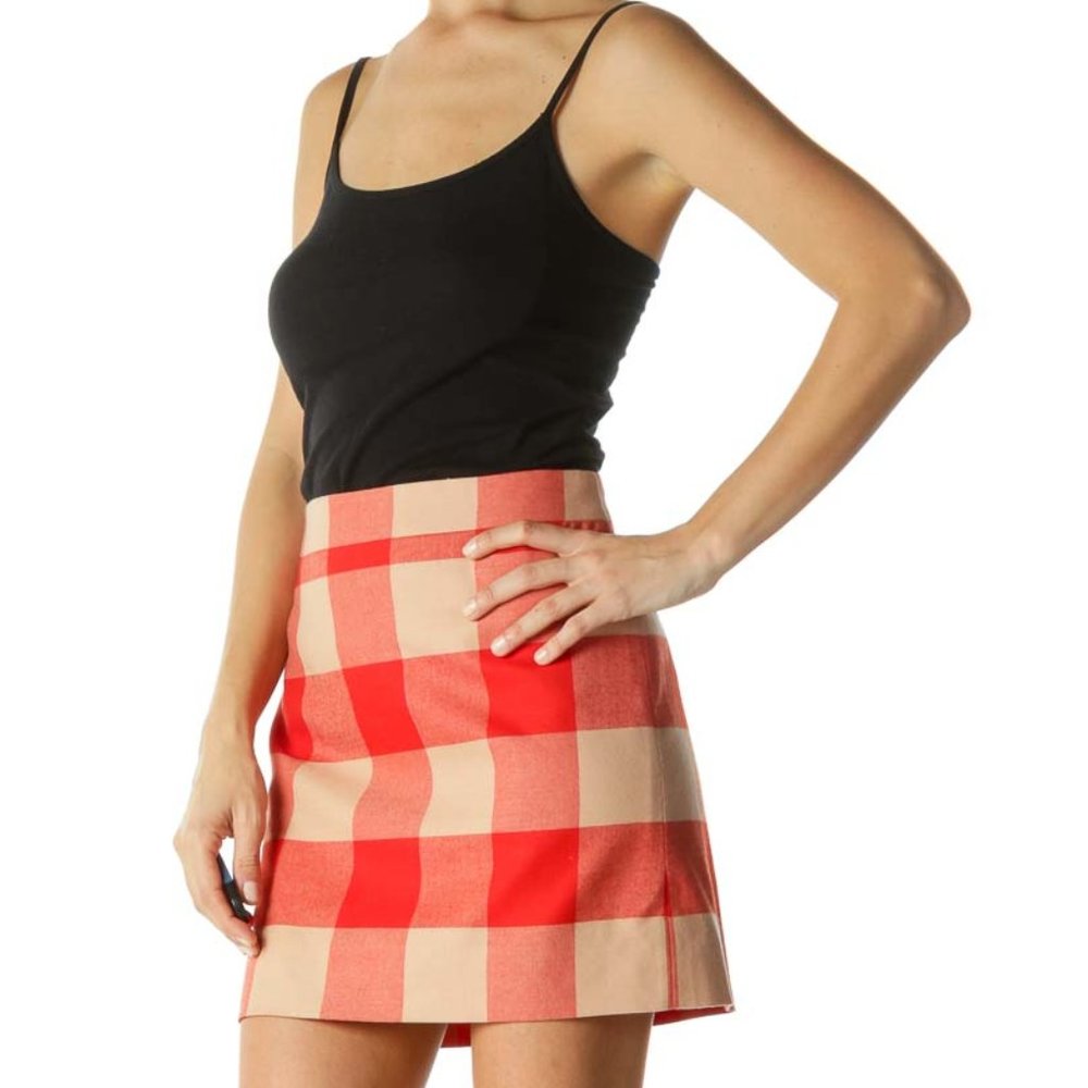 J. Crew Red & Beige Buffalo Plaid Skirt